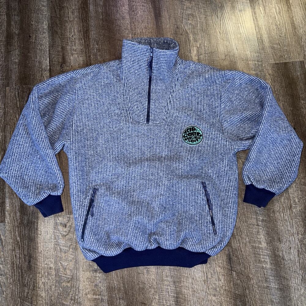 Vintage Rip Curl 80s Quarter Zip Pullover Fleece RARE Medium Striped Surfing